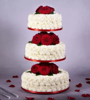 Classic Three Tier with Red Roses