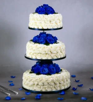 Rosette Three Tier with Blue Roses