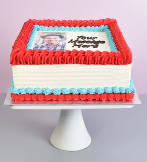 Red & Blue Photo Cake